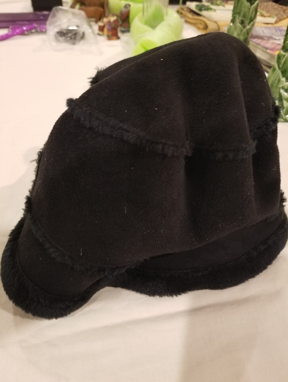 Black Faux Suede Hat